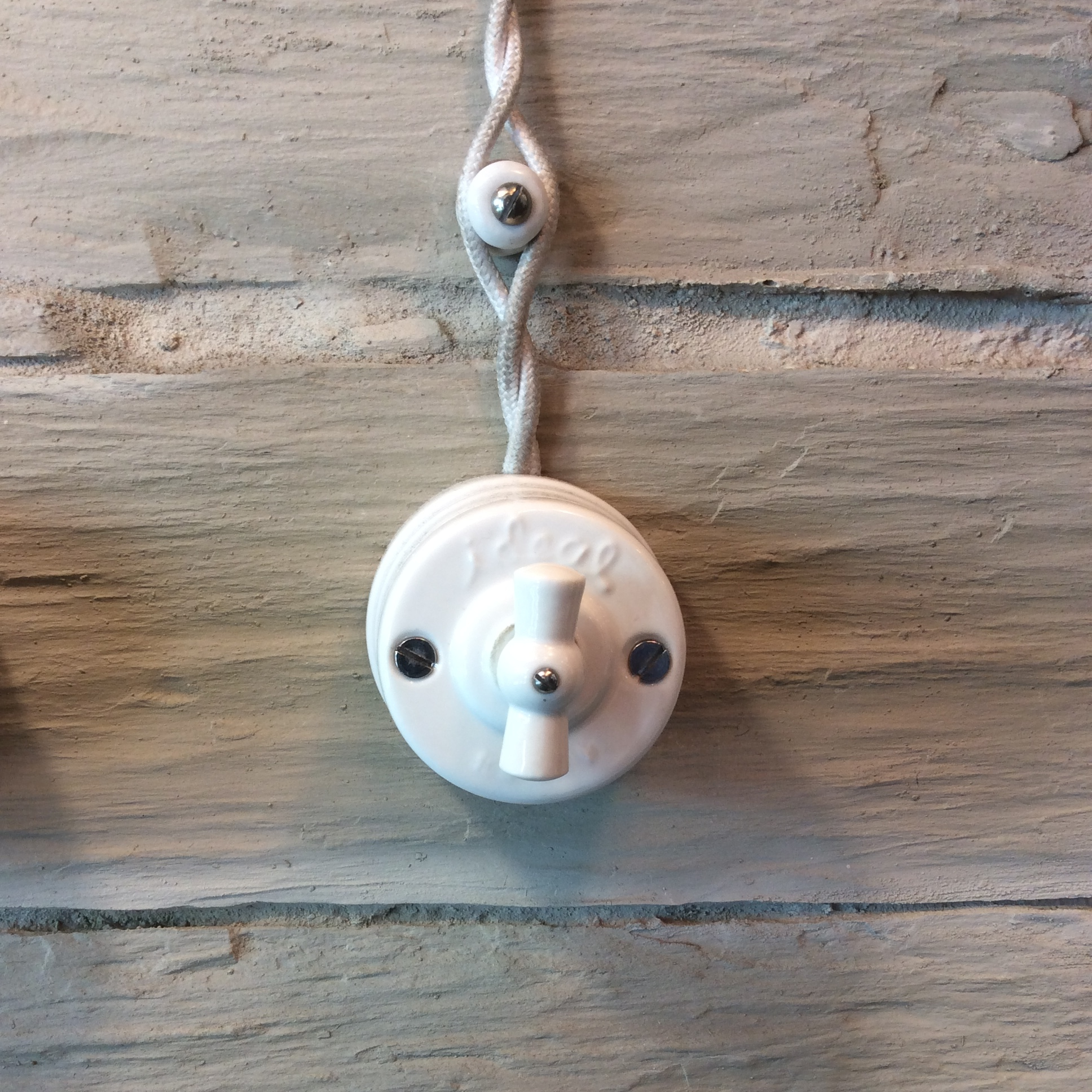 Interruptor eléctrico Vintage de porcelana con marco de madera, interruptor  de luz de pared, salida de