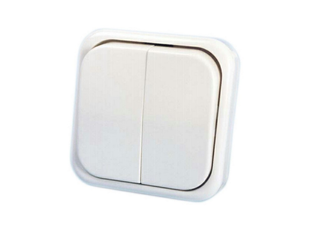 Doble conmutador de superficie blanco 80mm x 80mm ref. 282104