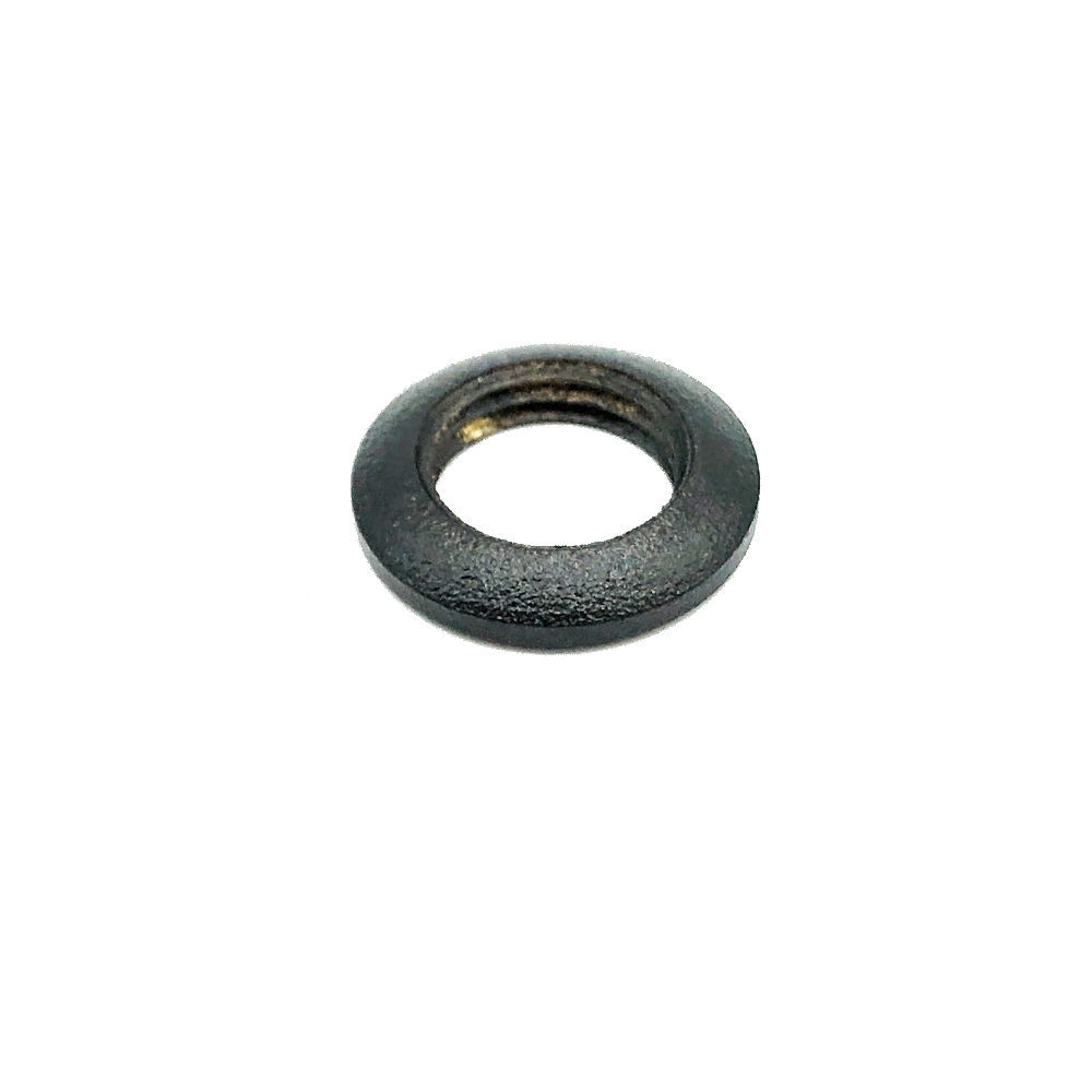 Arandela de metal negra tipo ovalillo con métrica 10/100