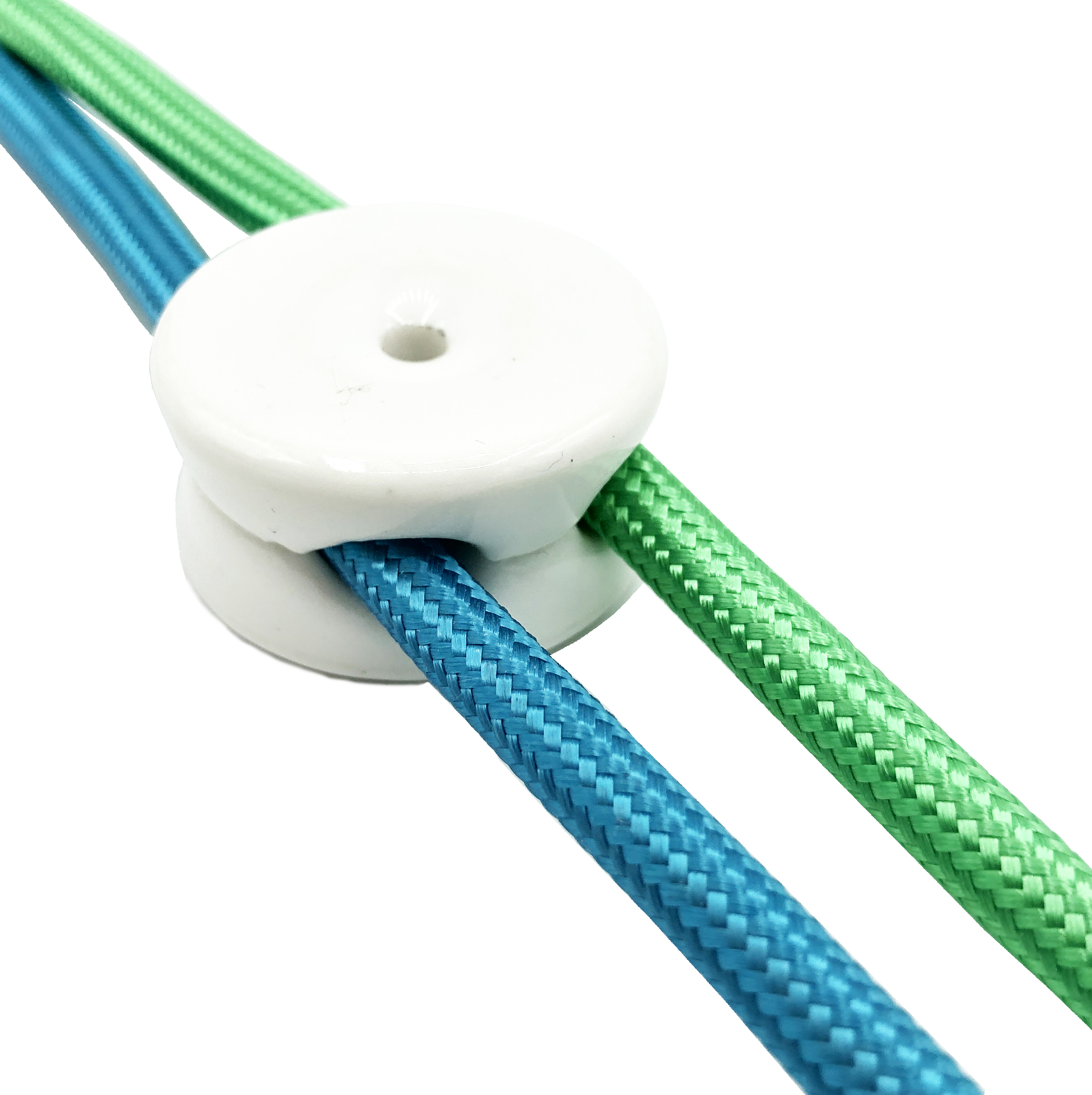 Pasahilos de porcelana para dos cables color blanco ref. 282066