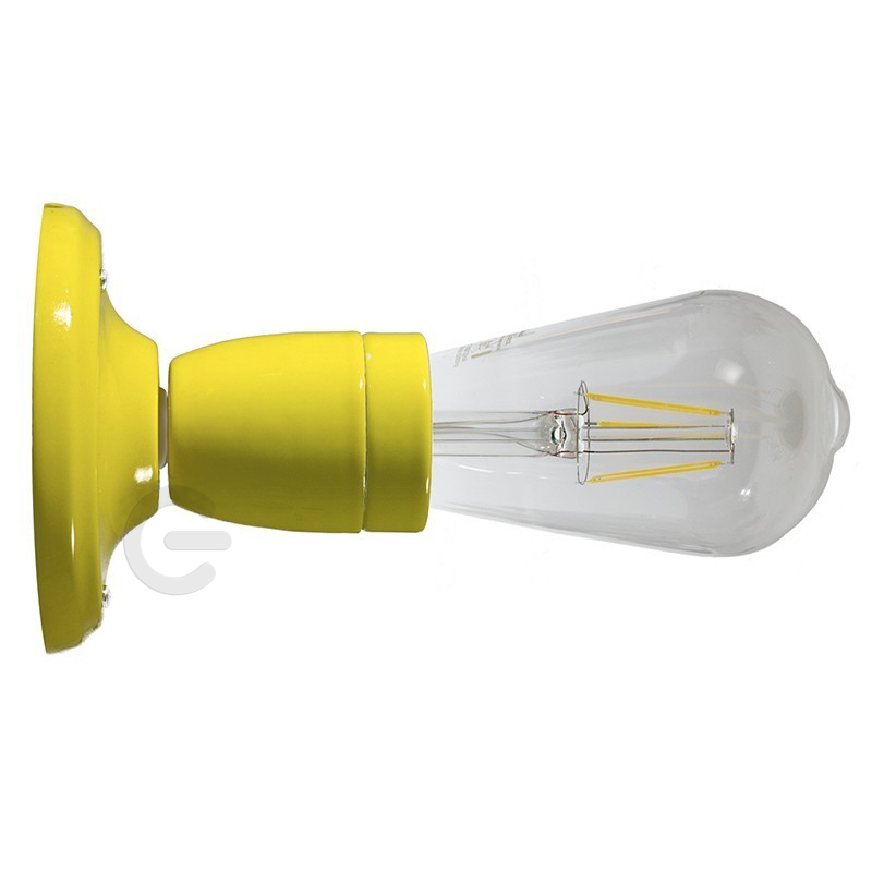 Aplique para LED E27 porcelana color amarillo 5210831